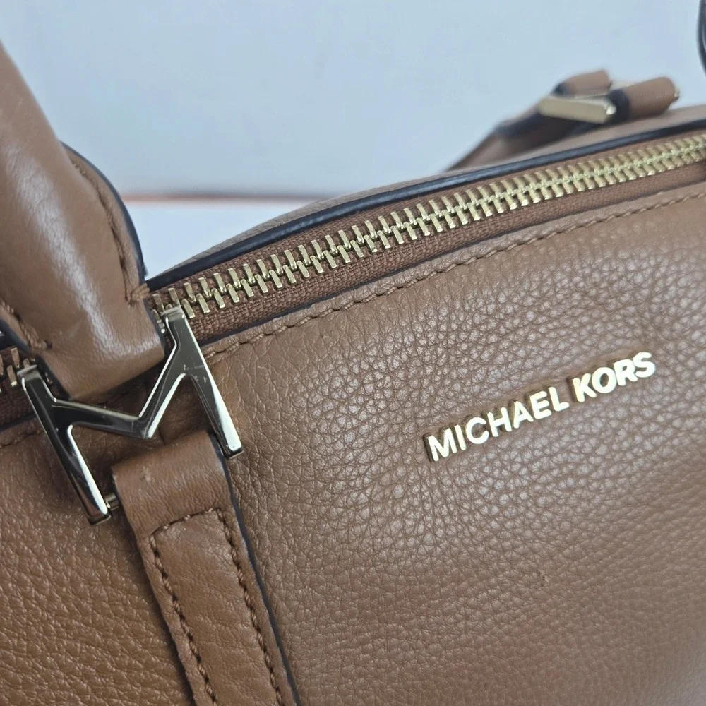 Michael Kors Beckett Satchel Pebbled Leather Brown Large Bag 30T7GBUS3L Acorn
